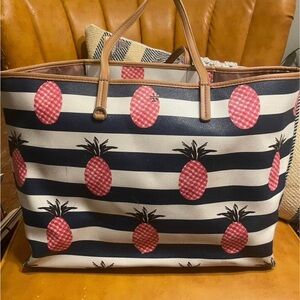 Tory Burch Kerrington Stripe Pineapple Tote